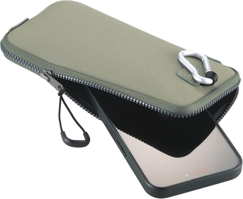 OneJoy Phone Sleeve Lightweight Cell Phone Pouch for Mobile Protection, Slim Fit and Durable, with Clip-on for Easy Carrying, Enough for 6.1" to 6.9" Cellphone [ Olive ] - Image 3